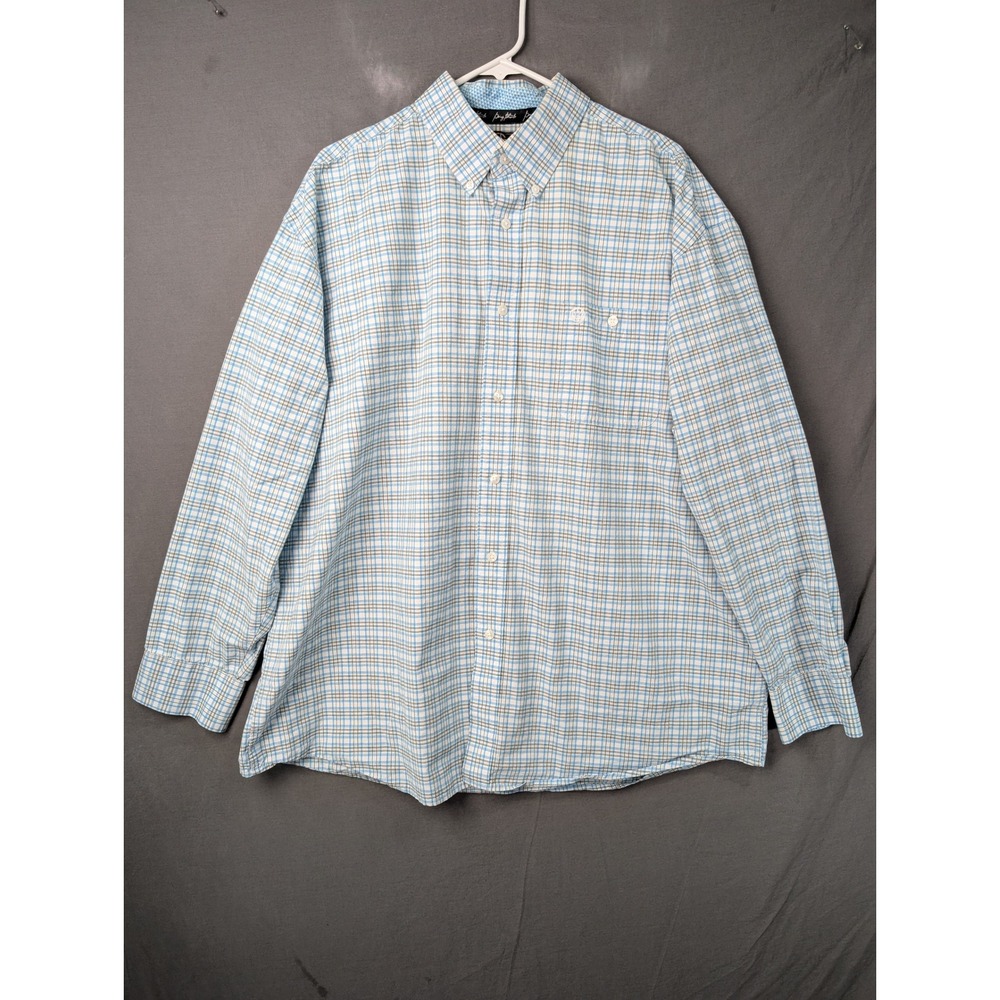 George Strait Collection by Wrangler Blue Plaid Button Down Shirt MGSB244 2XL